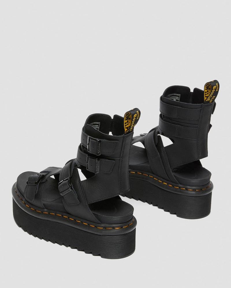 Dr Martens Giavanna Læder Platform Plateau Sandaler Dame Sort | DK 310GSO